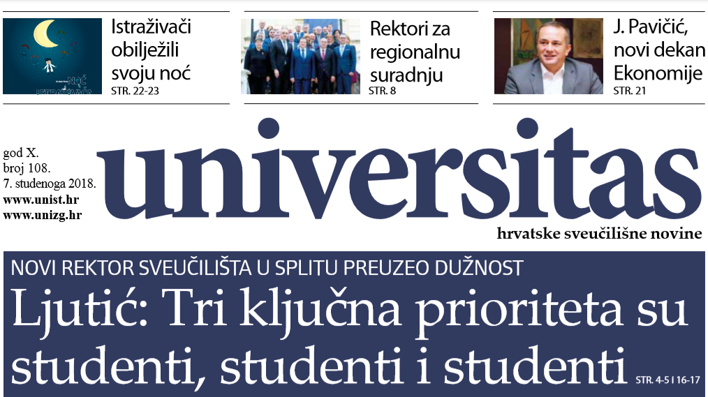 Sveučilišne novine Universitas br. 108 - listopad/2018